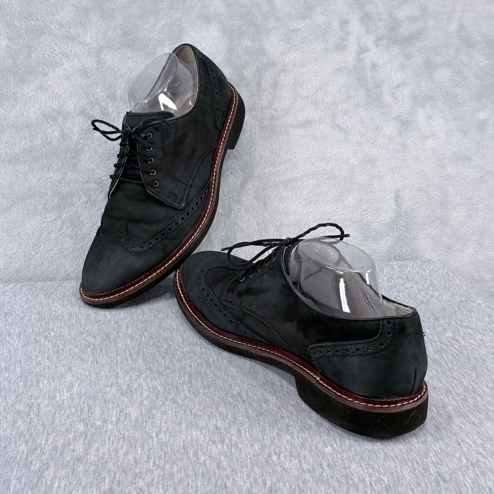 Cole Haan Air Oxford Mens 9.5 Black Nubuck Wingtip Brogue Dress Shoes Lace Up